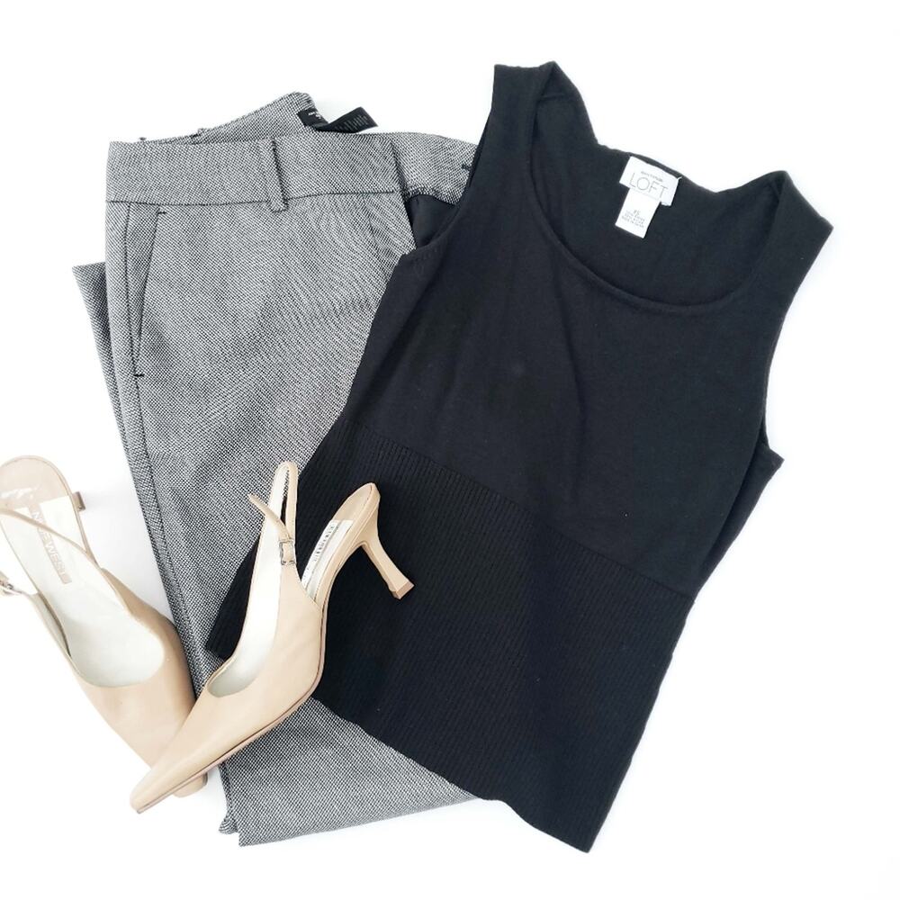 Ann Taylor Loft Black Camisole Sleeveless Shirt XS Career Top, Stretchy Women